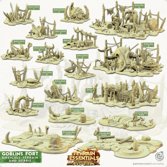 3D Printed Cast n Play Debris Goblins Fort Set 28mm 32mm D&D - 3D Printing Boss 