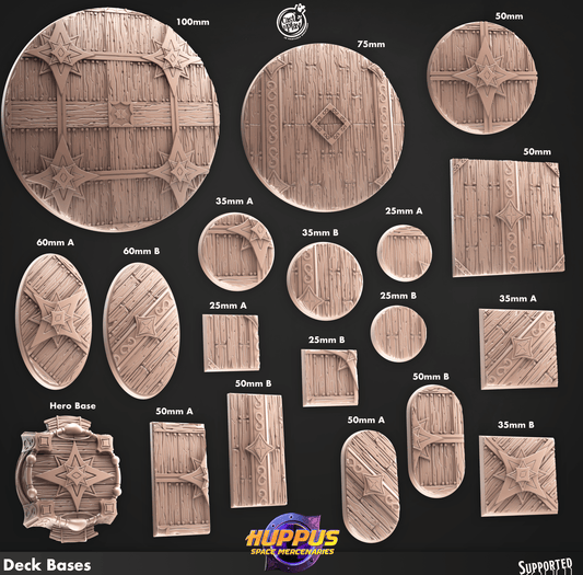 3D Printed Cast n Play Deck Bases Huppus, Space Mercenaries Set 28mm 32mm D&D - 3D Printing Boss 