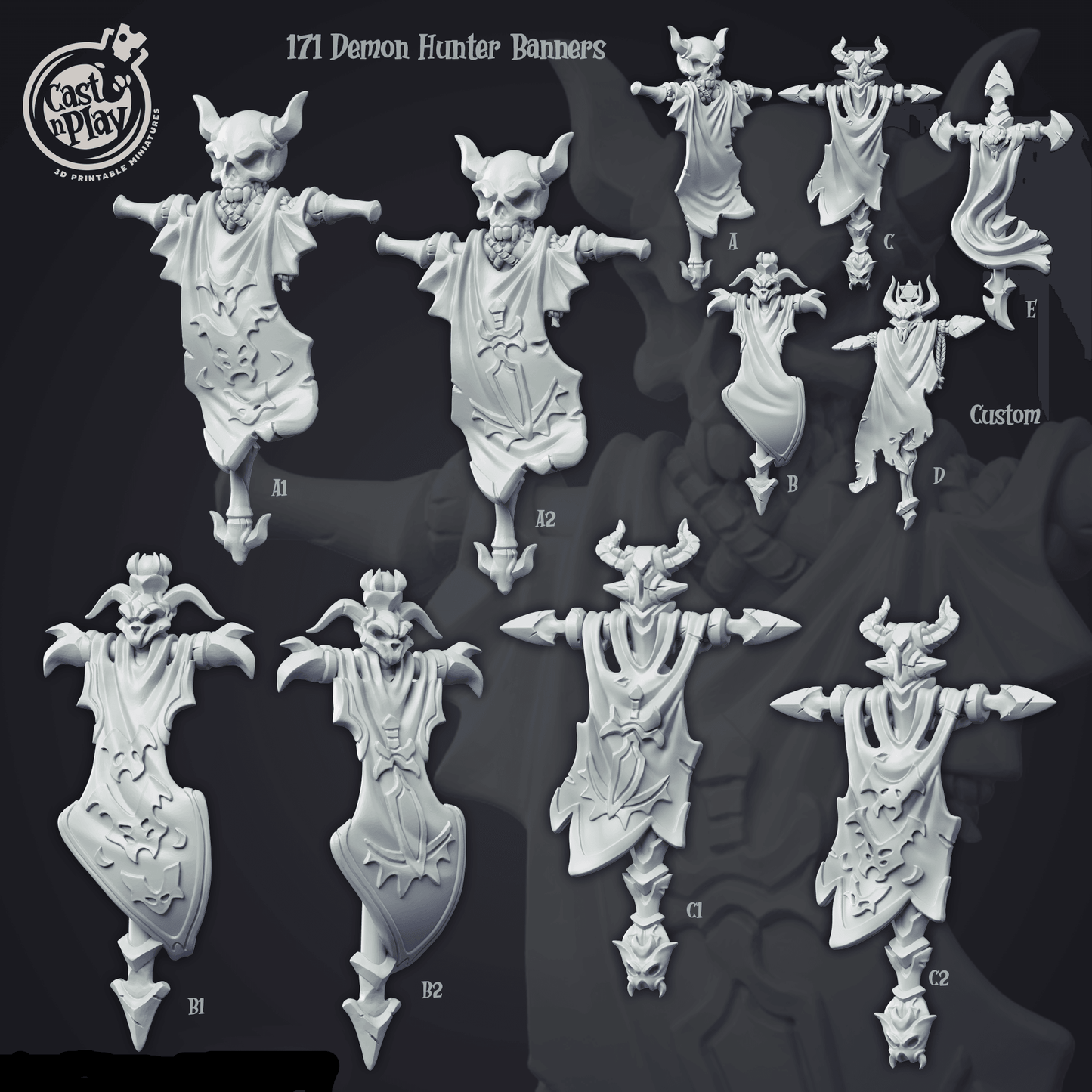 3D Printed Cast n Play Demon Hunter Banners 28mm 32mm D&D - 3D Printing Boss 