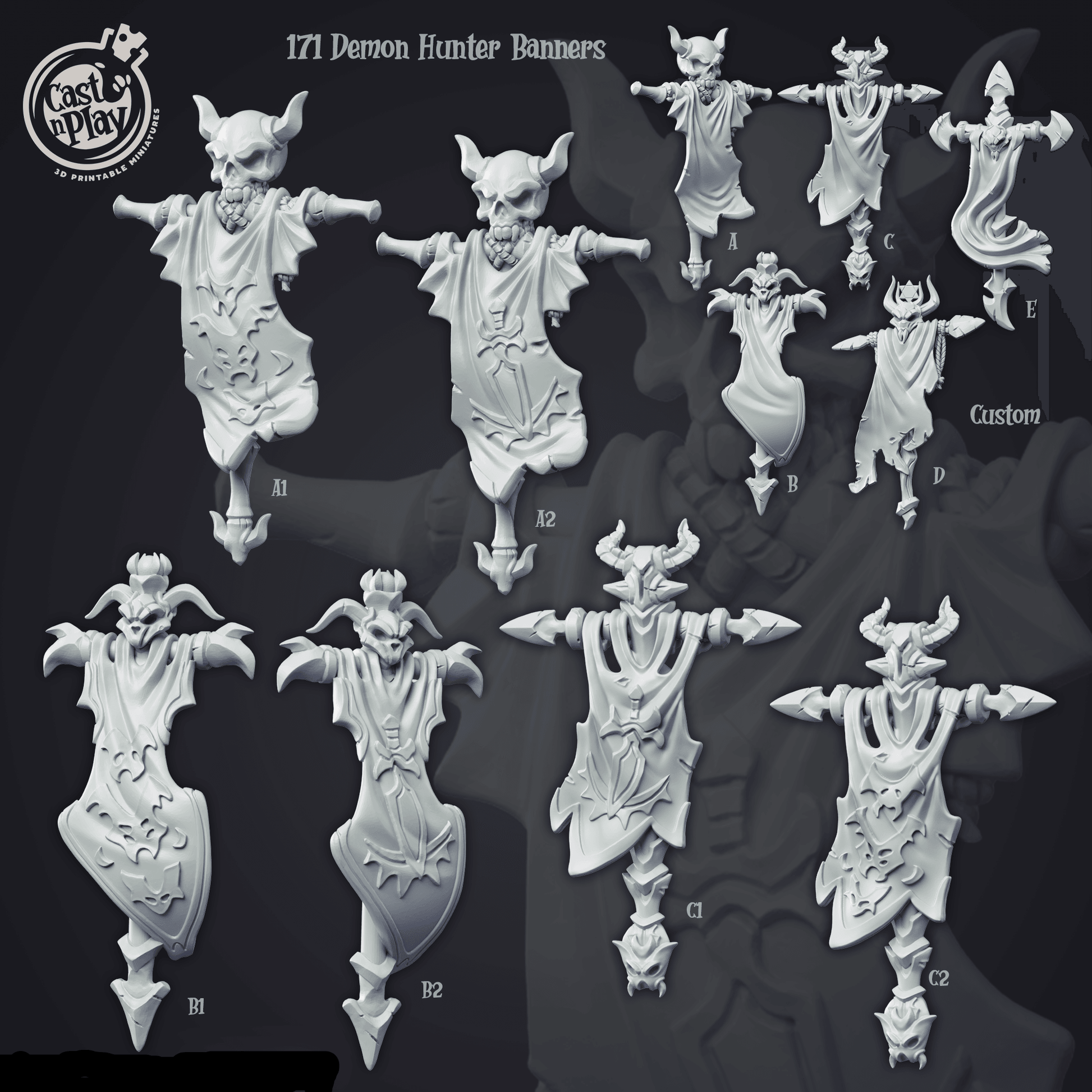 3D Printed Cast n Play Demon Hunter Banners 28mm 32mm D&D - 3D Printing Boss 