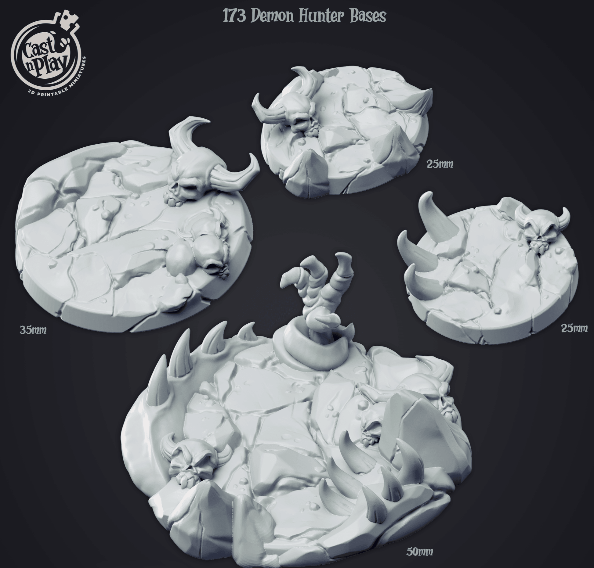3D Printed Cast n Play Demon Hunter Bases 28mm 32mm D&D - 3D Printing Boss 