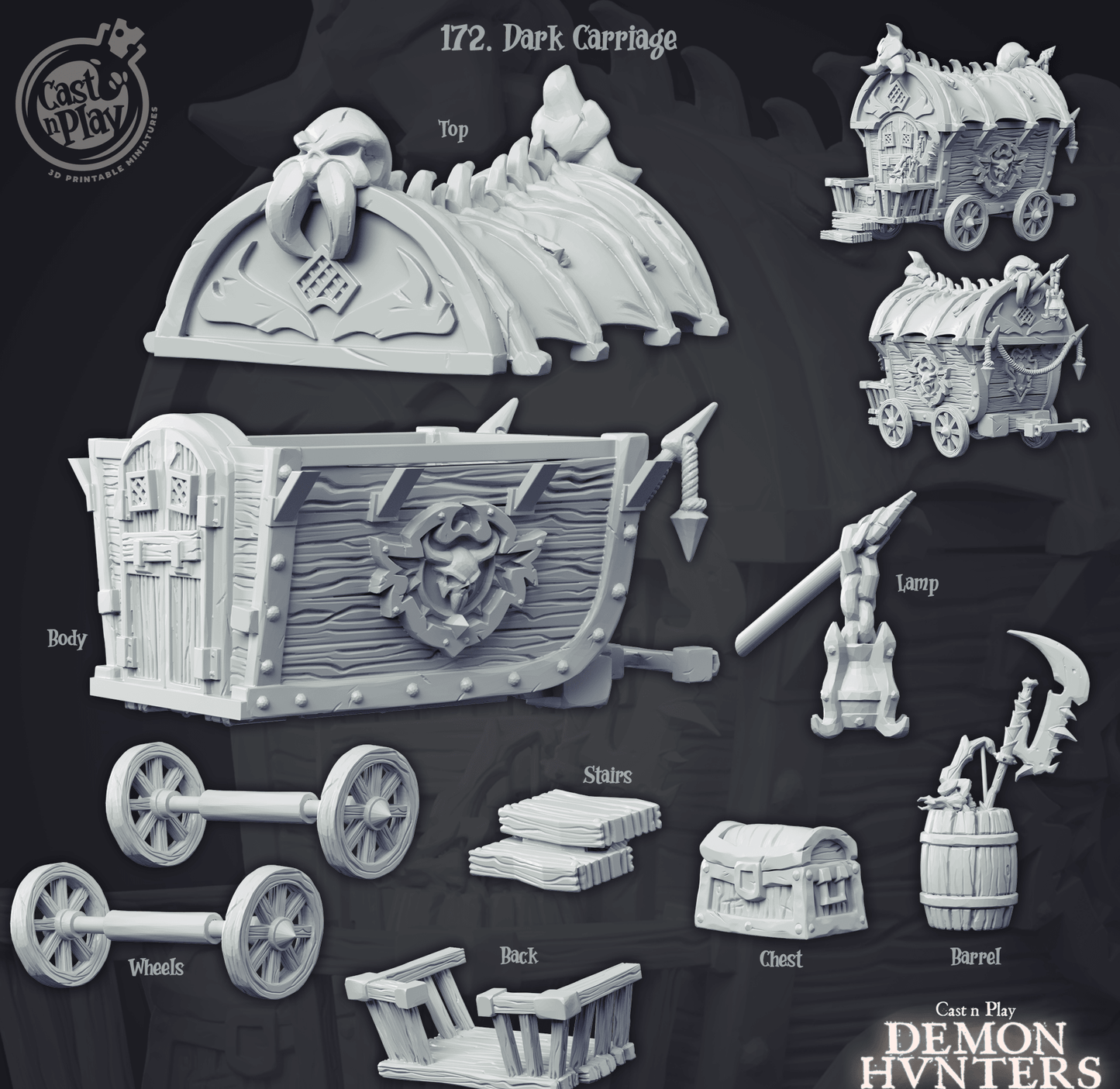 3D Printed Cast n Play Demon Hunters Carriage 28mm 32mm D&D - 3D Printing Boss 