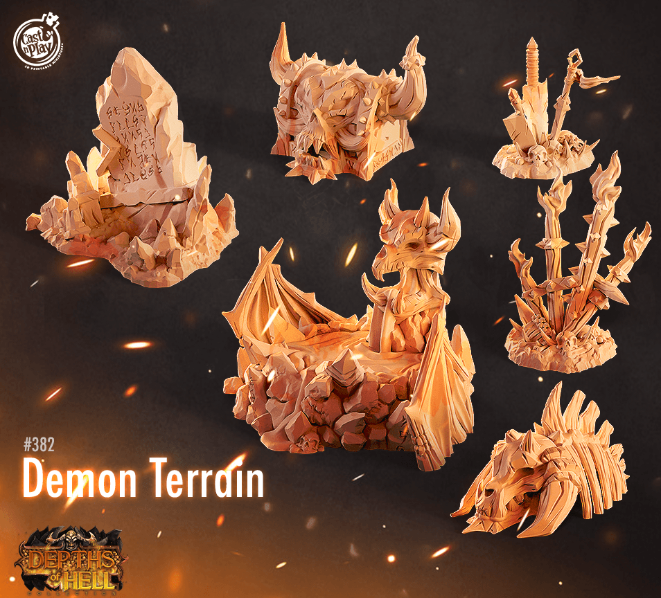 3D Printed Cast n Play Demon Terrain Set Depths of Hell 28mm 32mm D&D - 3D Printing Boss 