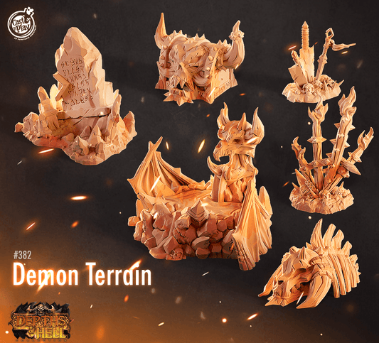 3D Printed Cast n Play Demon Terrain Set Depths of Hell 28mm 32mm D&D - 3D Printing Boss 