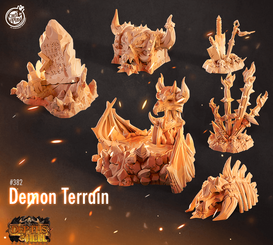 3D Printed Cast n Play Depths of Hell - Demon Terrain Set 28mm 32mm D&D - 3D Printing Boss 