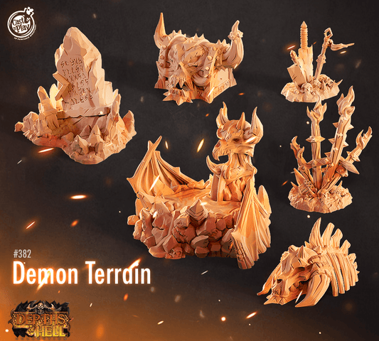 3D Printed Cast n Play Depths of Hell - Demon Terrain Set 28mm 32mm D&D - 3D Printing Boss 