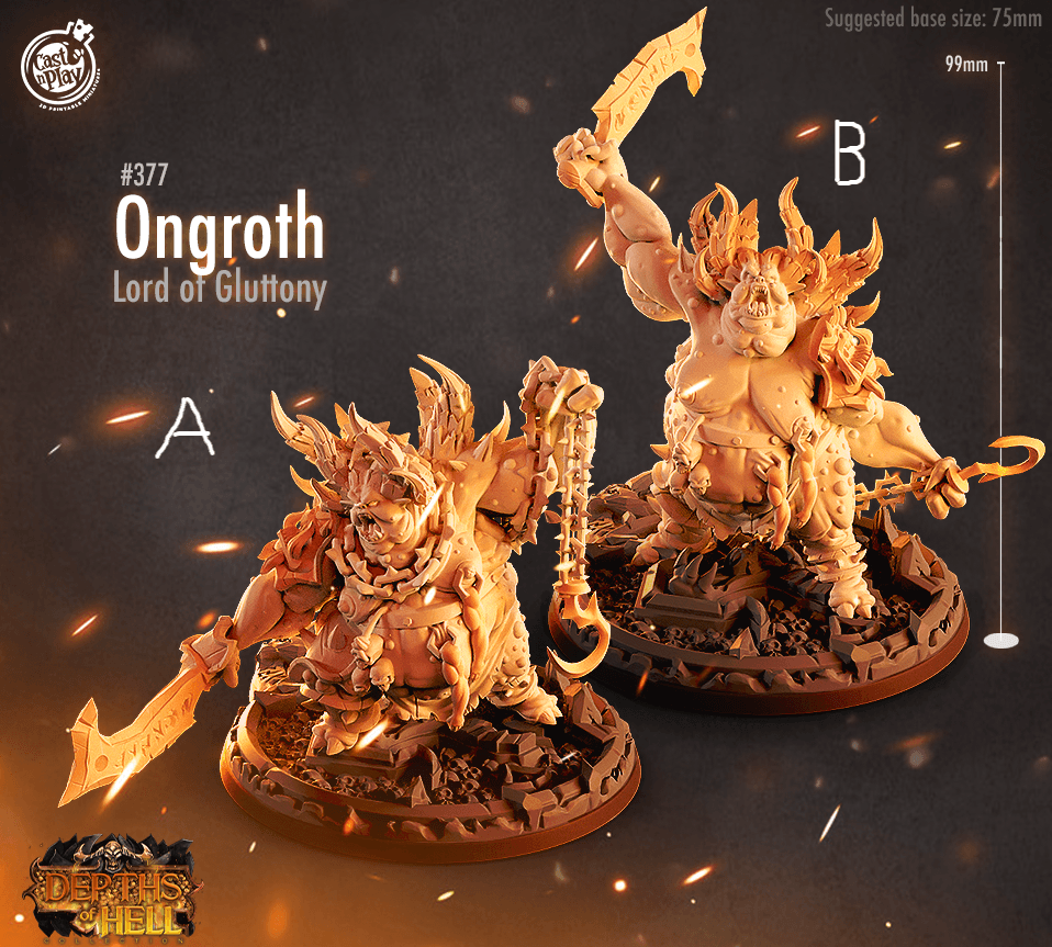 3D Printed Cast n Play Depths of Hell - Ongroth, Lord of Gluttony 28mm 32mm D&D - 3D Printing Boss 