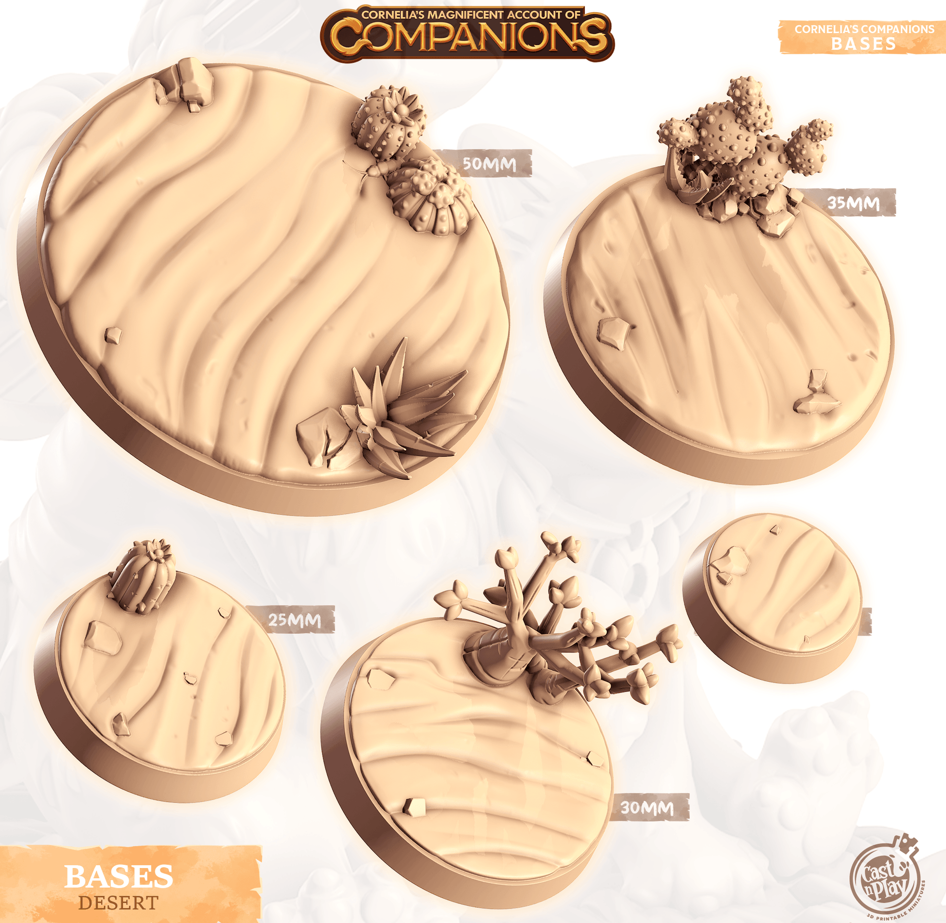 3D Printed Cast n Play Desert Bases Companion's Bases - Master Pack Companions 28mm 32mm D&D - 3D Printing Boss 