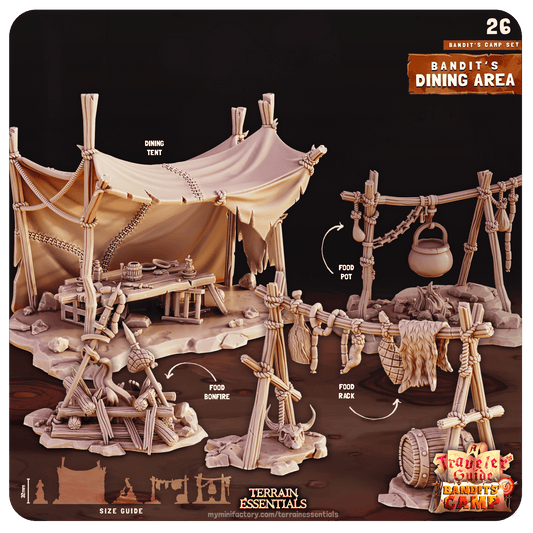 3D Printed Cast n Play Dining Area Bandits Camp Terrain Set 28mm 32mm D&D - 3D Printing Boss 