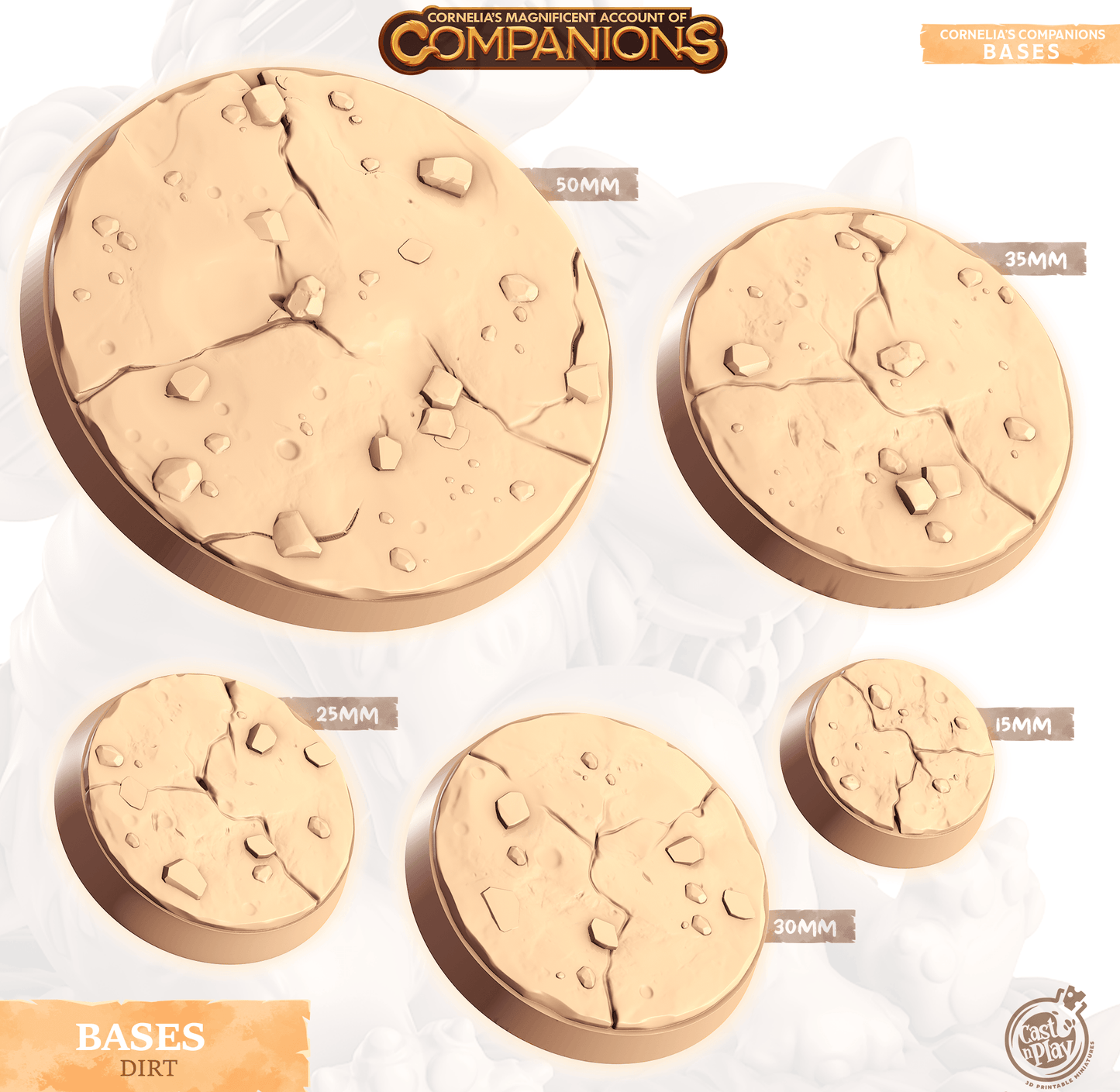 3D Printed Cast n Play Dirt Bases Companion's Bases - Starter Pack Companions 28mm 32mm D&D - 3D Printing Boss 