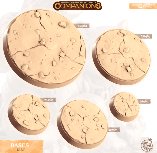 3D Printed Cast n Play Dirt Bases Companion's Bases - Starter Pack Companions 28mm 32mm D&D - 3D Printing Boss 