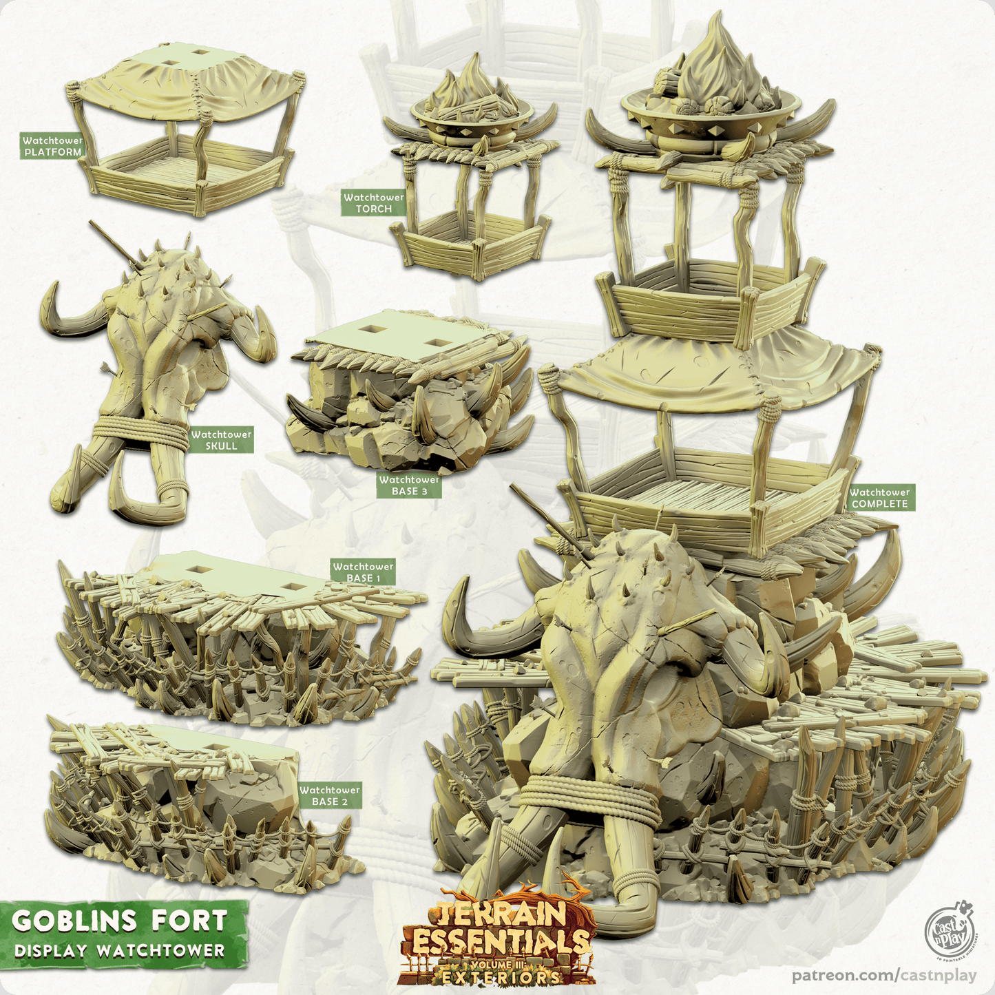 3D Printed Cast n Play Display Watch Tower Goblins Fort Set 28mm 32mm D&D - 3D Printing Boss 