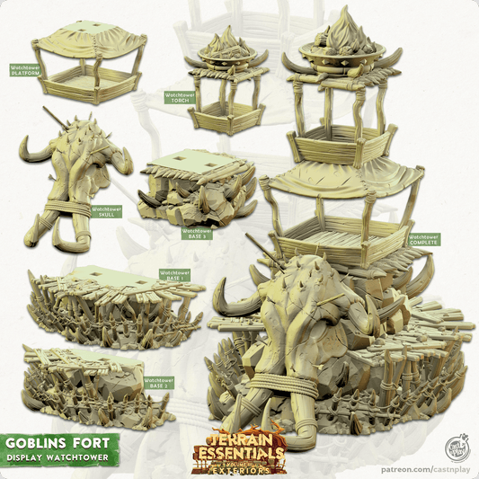 3D Printed Cast n Play Display Watch Tower Goblins Fort Set 28mm 32mm D&D - 3D Printing Boss 