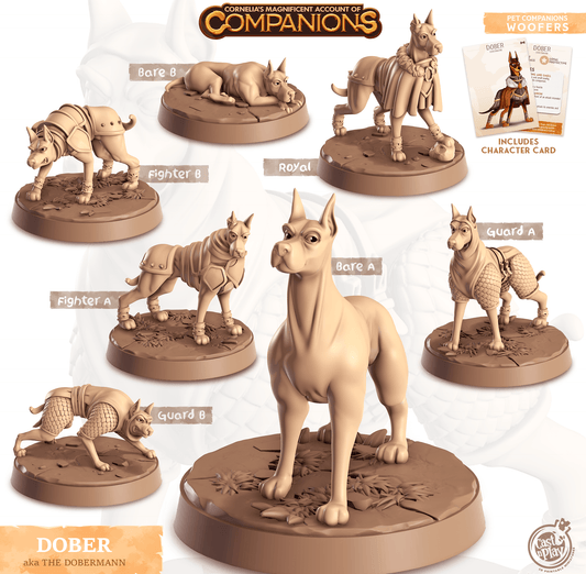 3D Printed Cast n Play Dober - Dobermann Companions 28mm 32mm D&D - 3D Printing Boss 