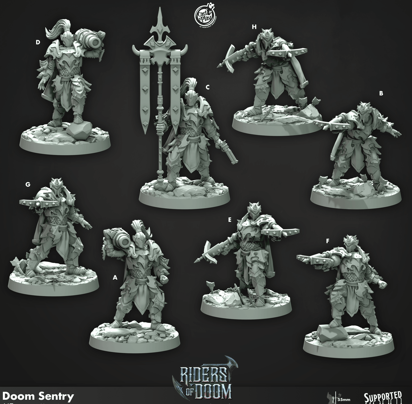 3D Printed Cast n Play Doom Sentry Riders of Doom Set 28mm 32mm D&D - 3D Printing Boss 