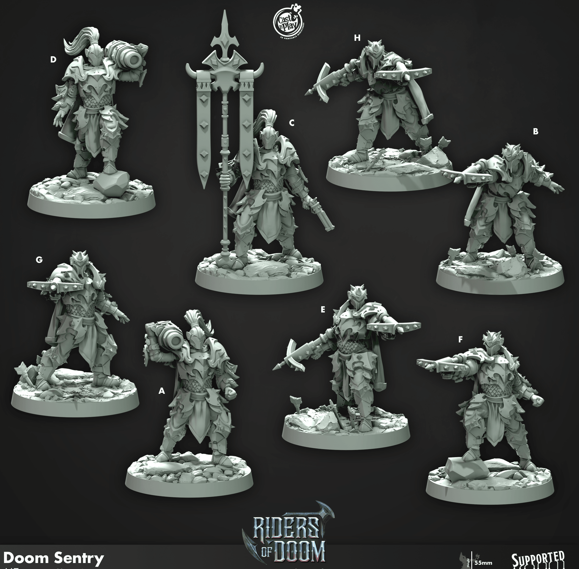 3D Printed Cast n Play Doom Sentry Riders of Doom Set 28mm 32mm D&D - 3D Printing Boss 