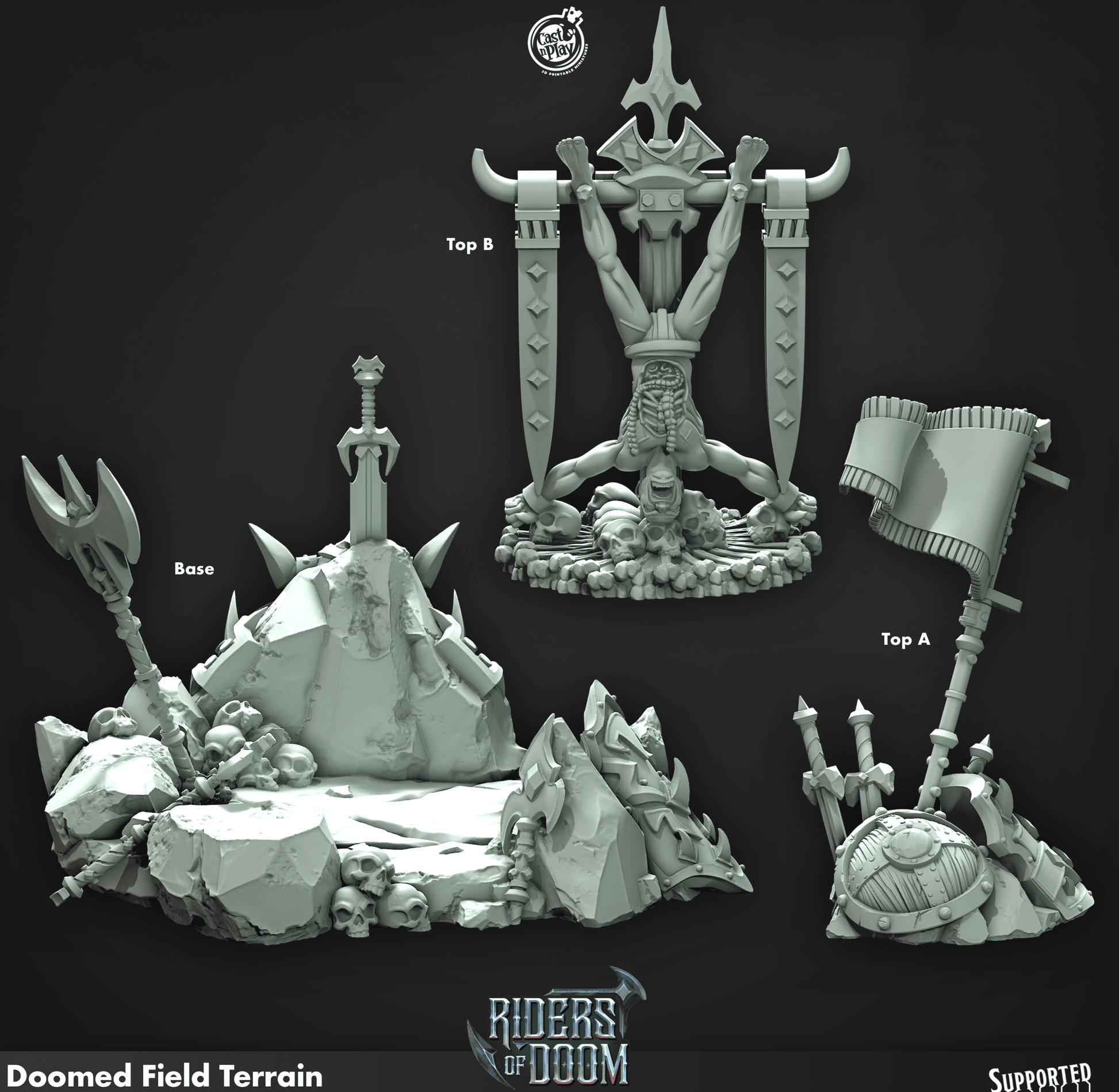 3D Printed Cast n Play Doomed Field Terrain Riders of Doom Set 28mm 32mm D&D - 3D Printing Boss 