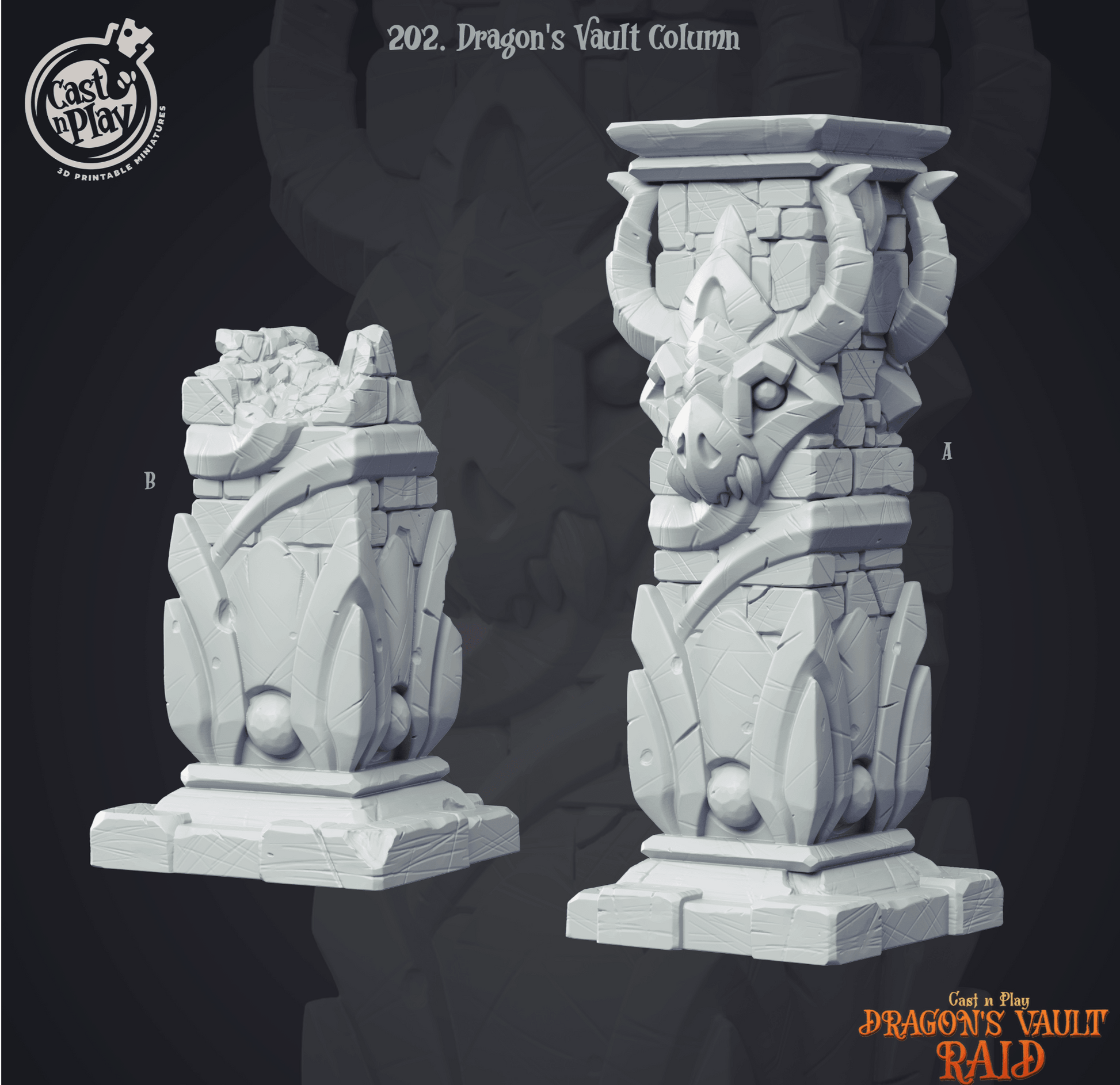 3D Printed Cast n Play Dragon's Vault Columns  Dragon's Hoard 28mm 32mm D&D - 3D Printing Boss 