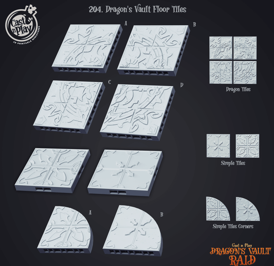 3D Printed Cast n Play Dragon's Vault Floor Tiles Dragon's Hoard 28mm 32mm D&D - 3D Printing Boss 