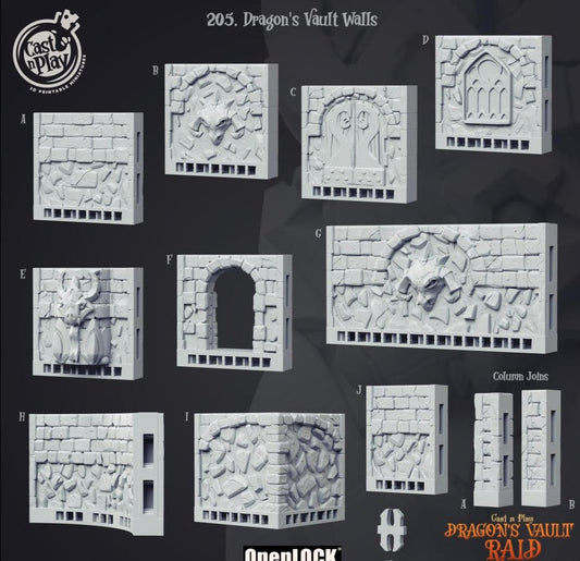 3D Printed Cast n Play Dragon's Vault Walls Dragon's Hoard 28mm 32mm D&D - 3D Printing Boss 