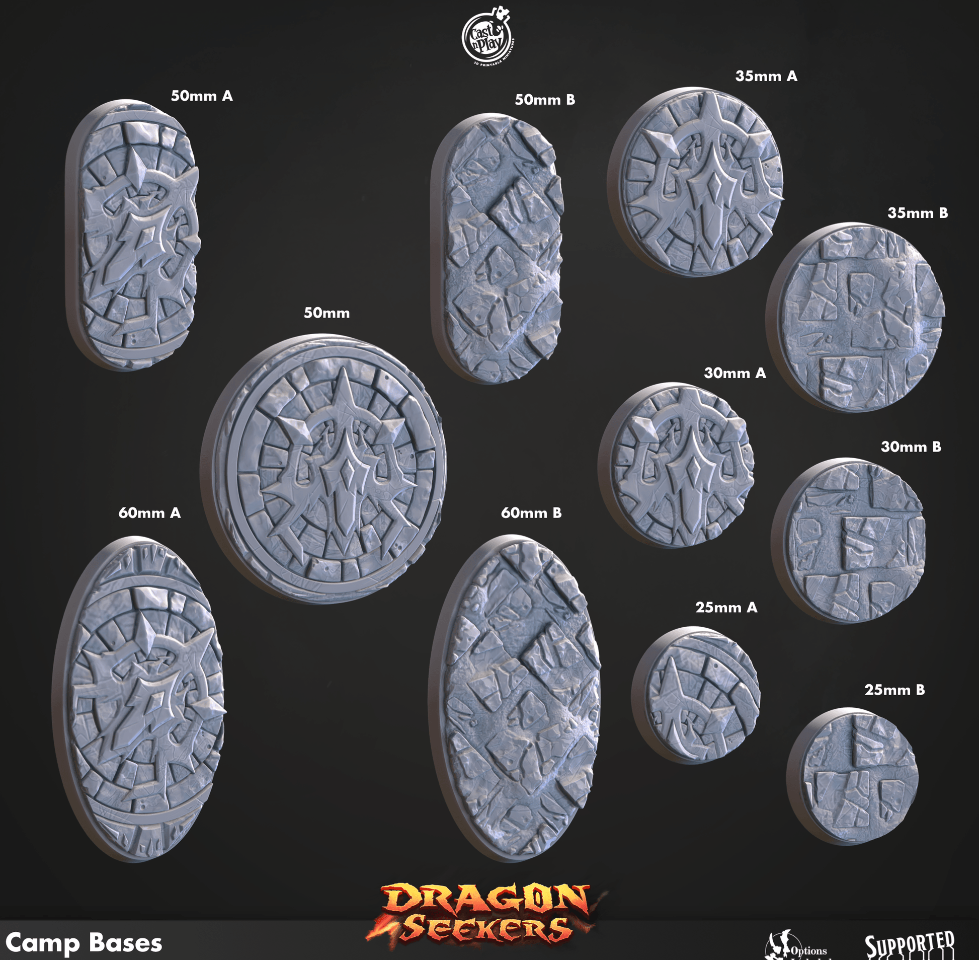 3D Printed Cast n Play Dragonian Camp Bases Set 28mm 32mm D&D - 3D Printing Boss 