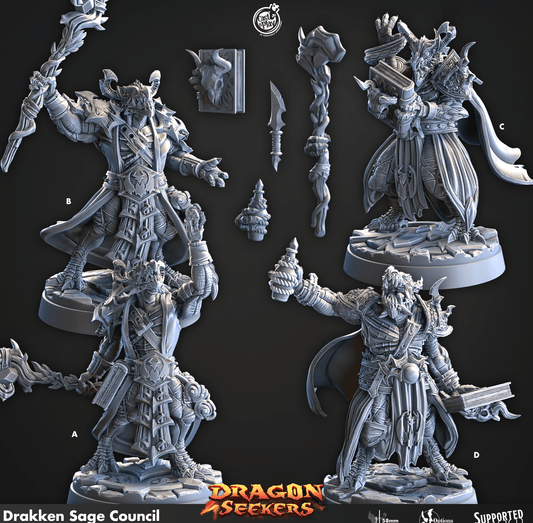 3D Printed Cast n Play Drakken Sage Council Dragon Seekers 28 32mm D&D - 3D Printing Boss 