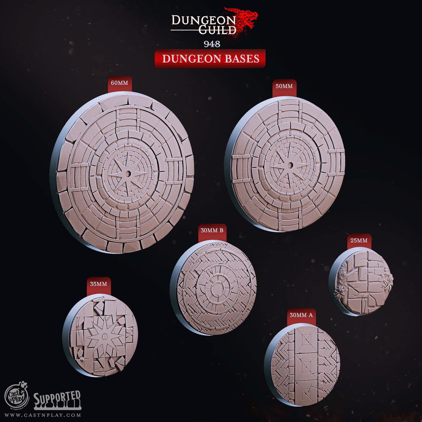 3D Printed Cast n Play Dungeon Bases Dungeon Guild Set 28mm 32mm D&D - 3D Printing Boss 