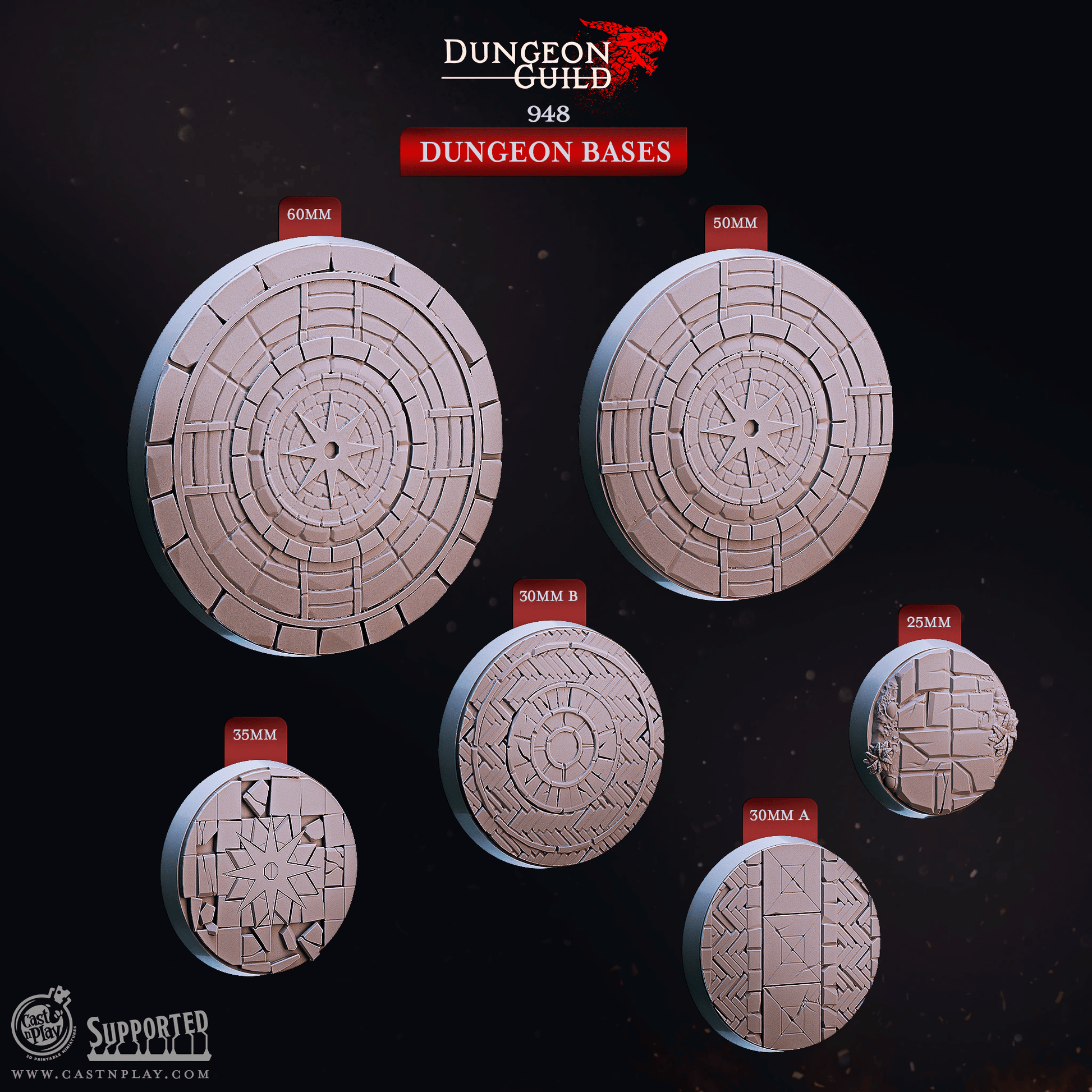 3D Printed Cast n Play Dungeon Bases Dungeon Guild Set 28mm 32mm D&D - 3D Printing Boss 