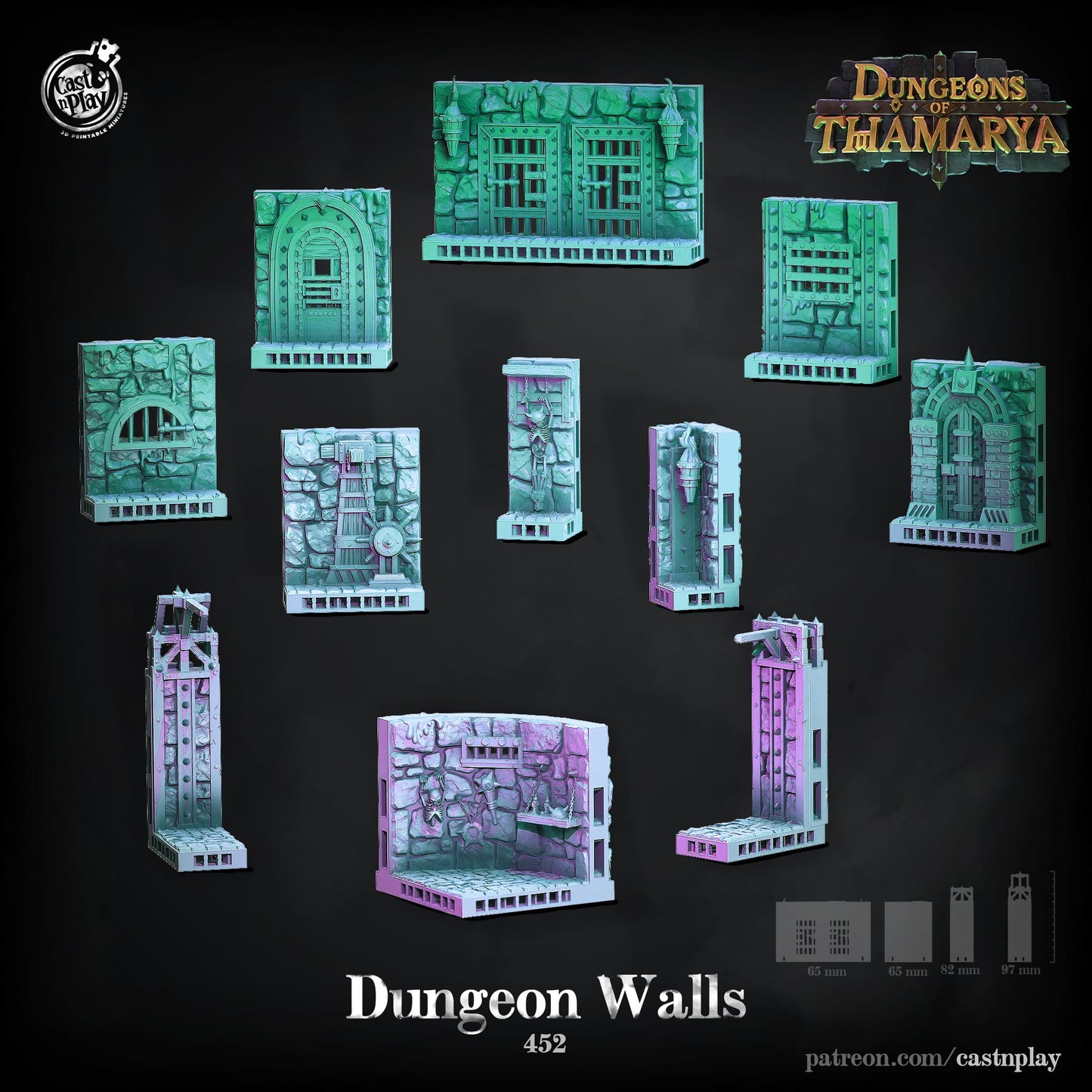 3D Printed Cast n Play Dungeon Walls Dungeons of Thamarya Set 28mm 32mm D&D - 3D Printing Boss 