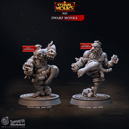 3D Printed Cast n Play Dwarf Monks Eternal Monks Set 28mm 32mm D&D - 3D Printing Boss 