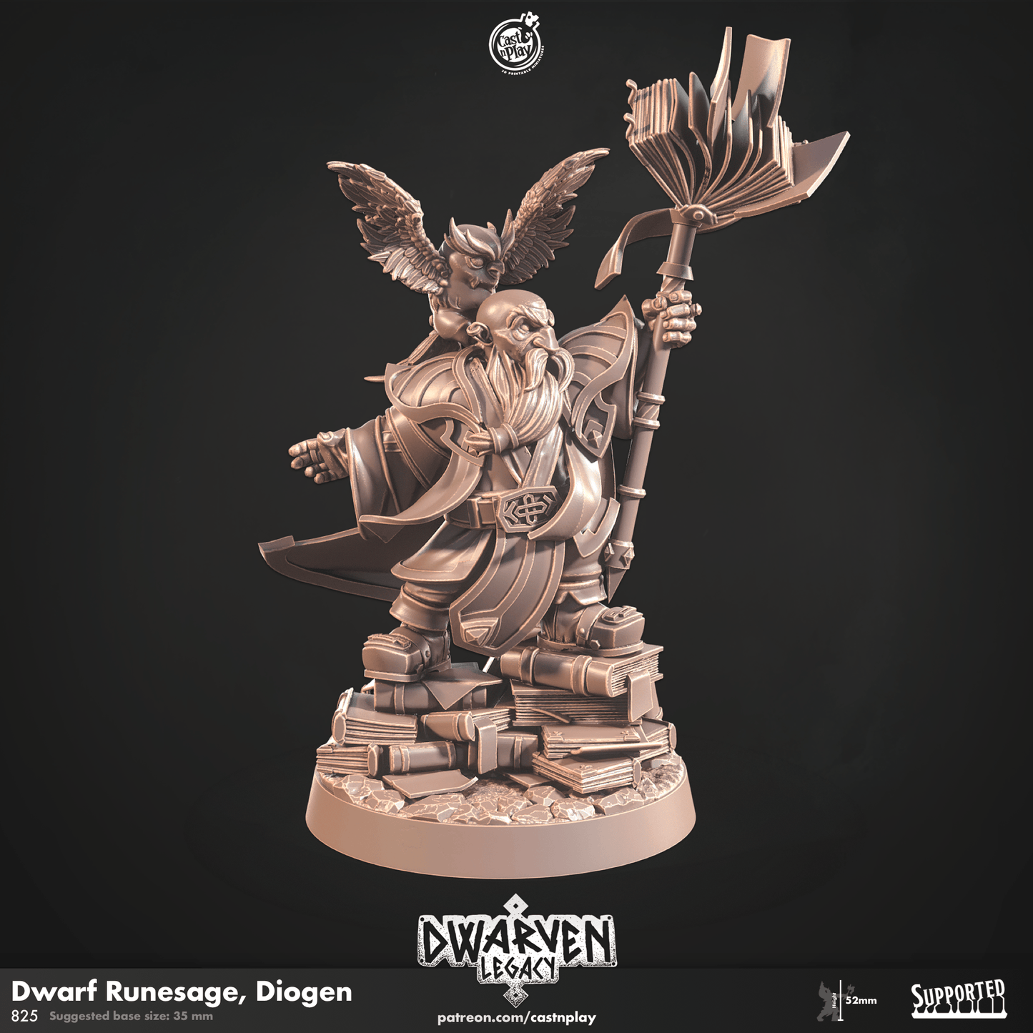 3D Printed Cast n Play Dwarf Runesage Diogen Dwarven Legacy Set 28mm 32mm D&D - 3D Printing Boss 