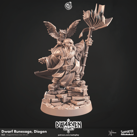 3D Printed Cast n Play Dwarf Runesage Diogen Dwarven Legacy Set 28mm 32mm D&D - 3D Printing Boss 