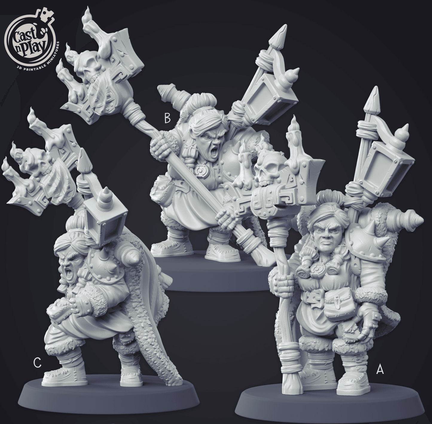 3D Printed Cast n Play - Dwarf Warlock Set 28mm 32mm D&D - 3D Printing Boss 