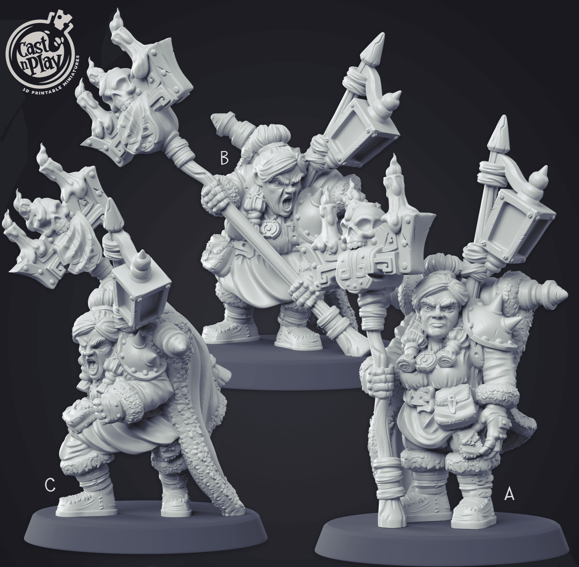 3D Printed Cast n Play - Dwarf Warlock Set 28mm 32mm D&D - 3D Printing Boss 