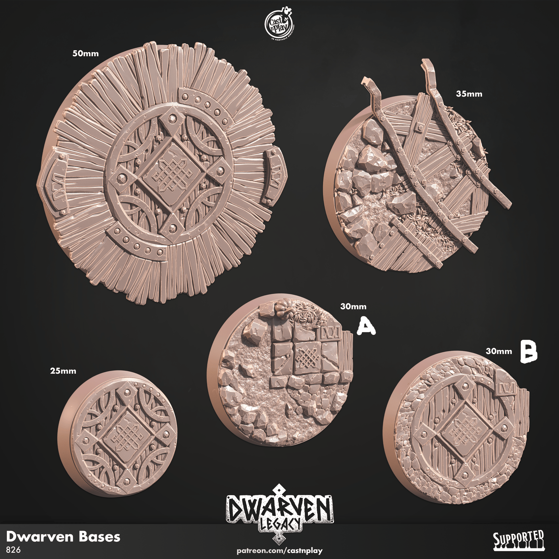 3D Printed Cast n Play Dwarven Bases Dwarven Legacy Set 28mm 32mm D&D - 3D Printing Boss 