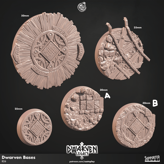 3D Printed Cast n Play Dwarven Bases Dwarven Legacy Set 28mm 32mm D&D - 3D Printing Boss 