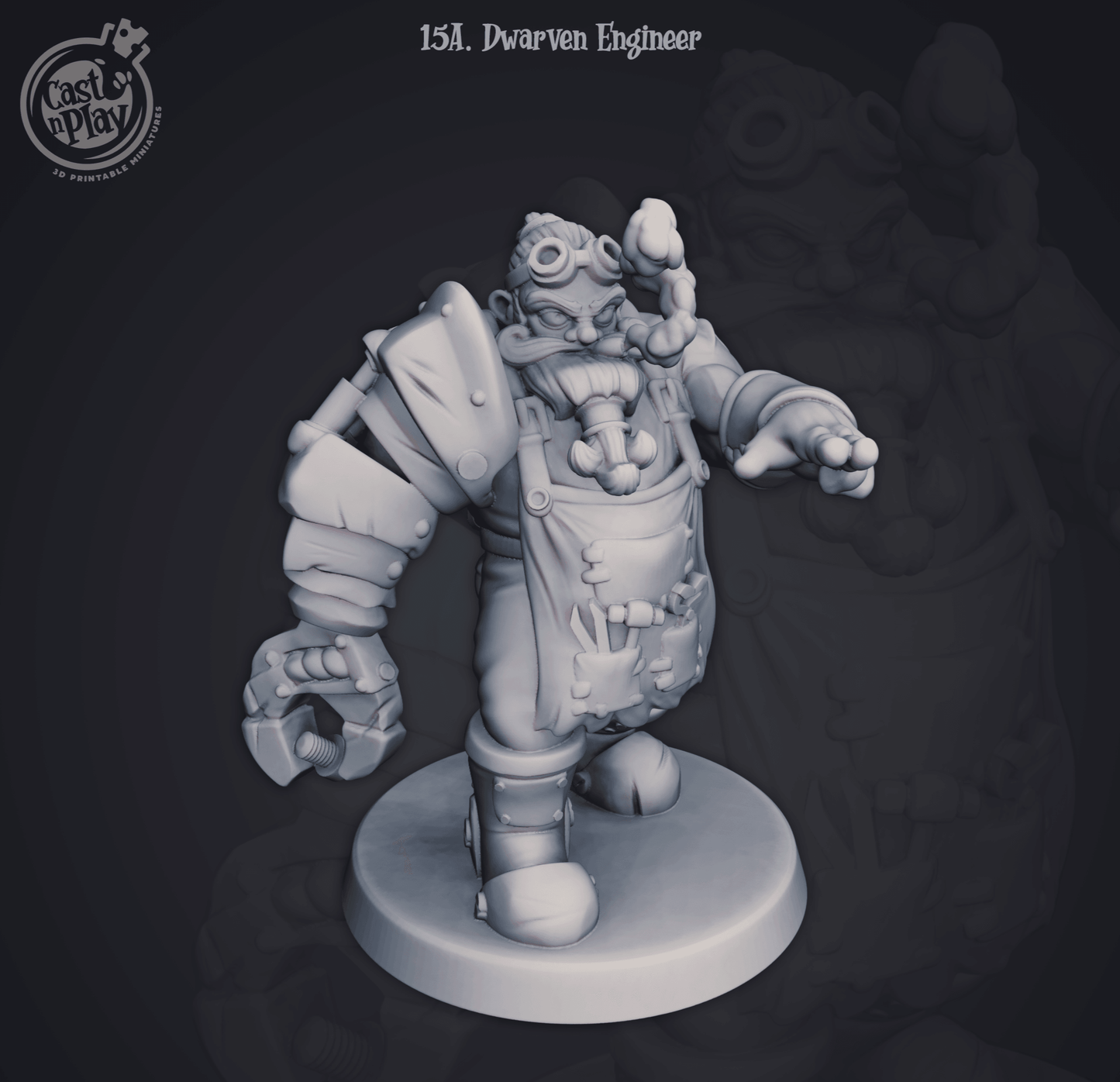 3D Printed Cast n Play Dwarven Engineer 28mm 32mm D&D - 3D Printing Boss 