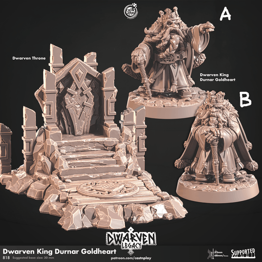 3D Printed Cast n Play Dwarven King Durnar Goldheart Dwarven Legacy Set 28mm 32mm D&D - 3D Printing Boss 