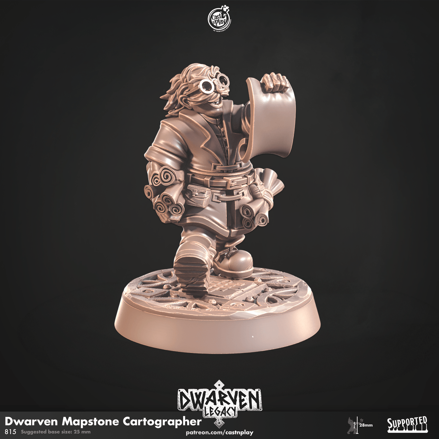 3D Printed Cast n Play Dwarven Mapstone Cartographer Dwarven Legacy Set 28mm 32mm D&D - 3D Printing Boss 
