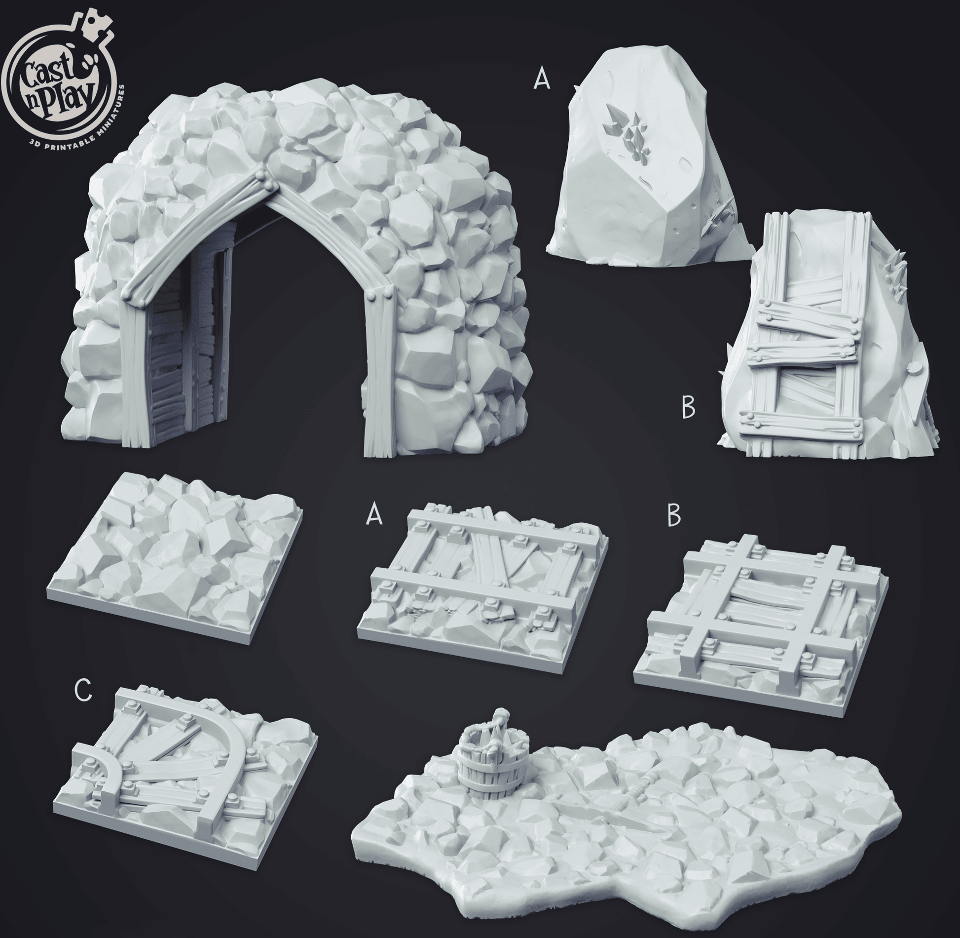 3D Printed Cast n Play - Dwarven Mine 28mm 32mm D&D - 3D Printing Boss 