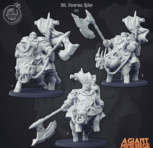 3D Printed Cast n Play Dwarven Rider Axe Set A Giant Mine Siege 28mm 32mm D&D - 3D Printing Boss 