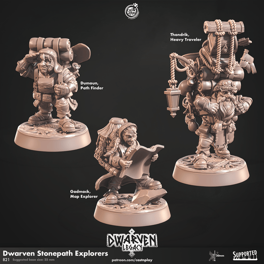 3D Printed Cast n Play Dwarven Stonepath Explorers Dwarven Legacy Set 28mm 32mm D&D - 3D Printing Boss 