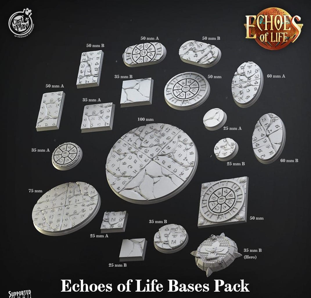 3D Printed Cast n Play Echoes of Life Bases Set 28mm 32mm D&D - 3D Printing Boss 