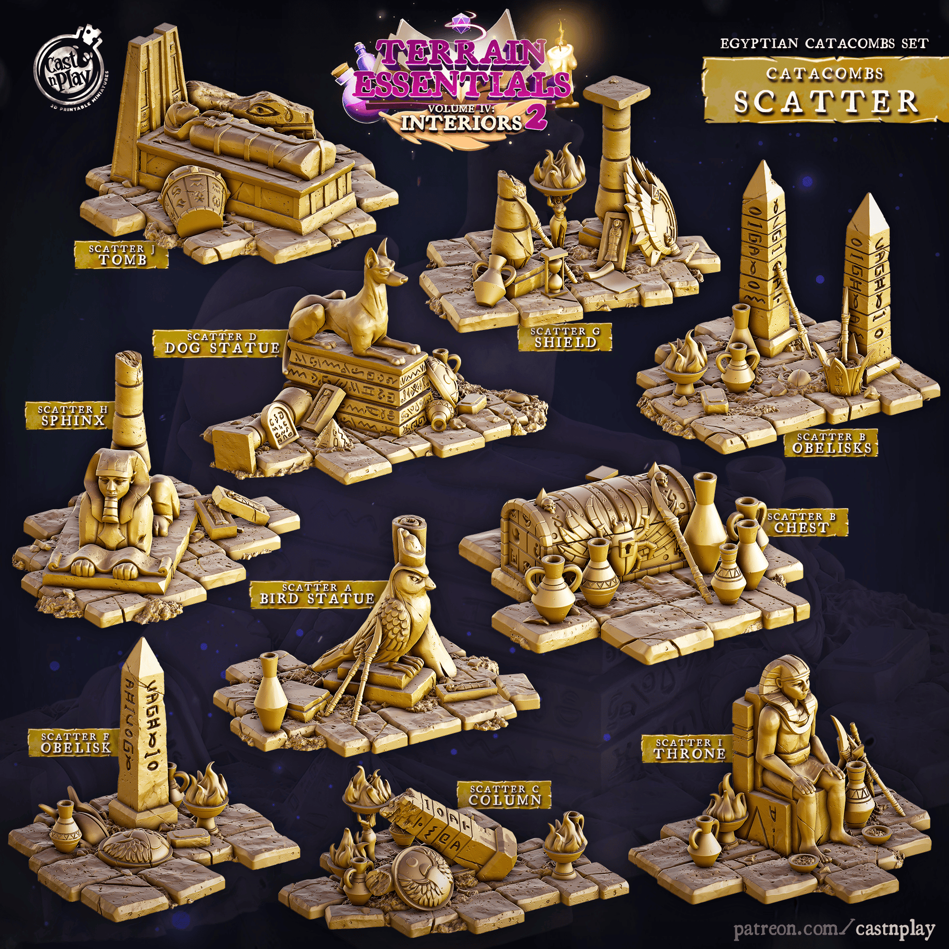 3D Printed Cast n Play Egyptian Catacombs Scatter Terrain Set 32mm D&D - 3D Printing Boss 