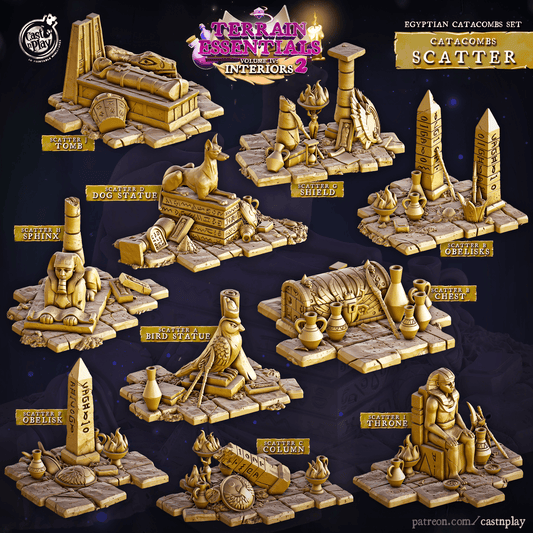 3D Printed Cast n Play Egyptian Catacombs Scatter Terrain Set 32mm D&D - 3D Printing Boss 