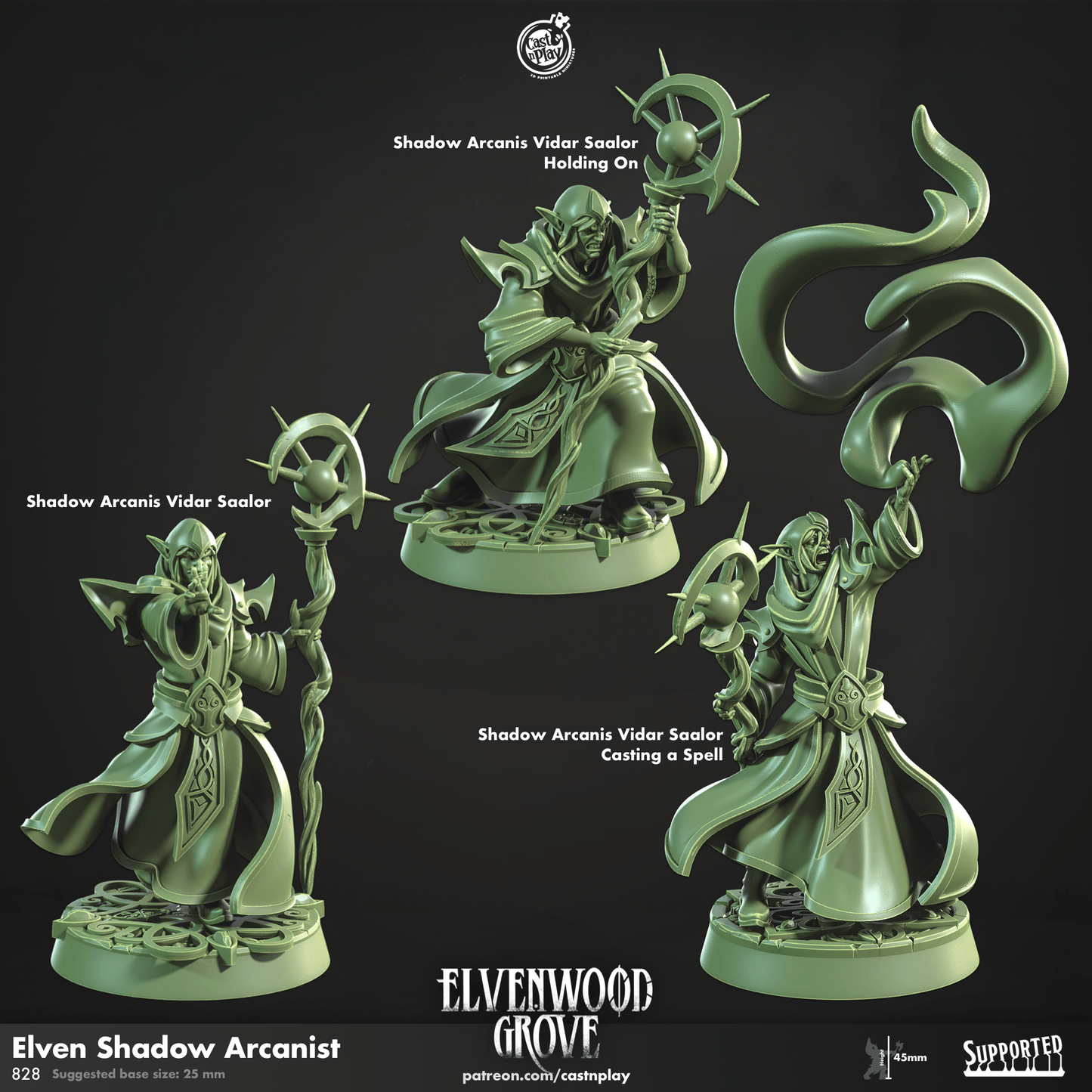 3D Printed Cast n Play Elven Shadow Arcanists Elvenwood Grove Set 28mm 32mm D&D - 3D Printing Boss 