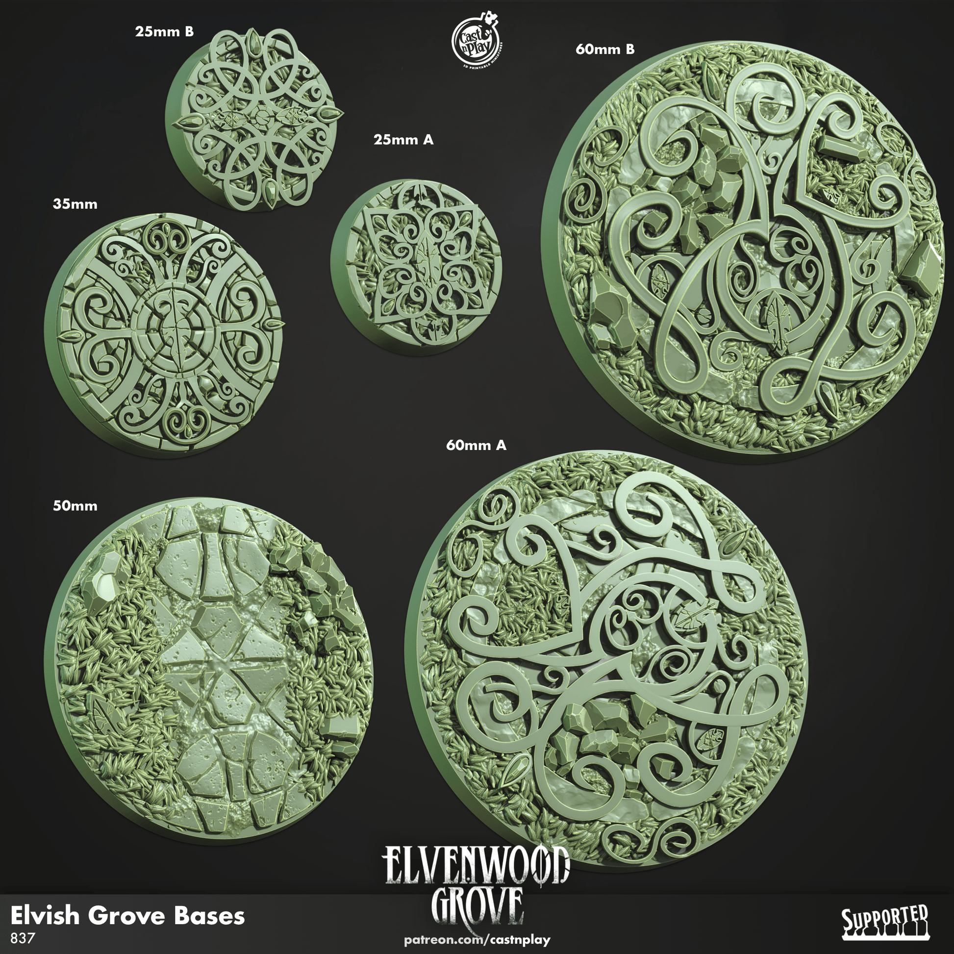 3D Printed Cast n Play Elvish Grove Bases Elvenwood Grove Set 28mm 32mm D&D - 3D Printing Boss 
