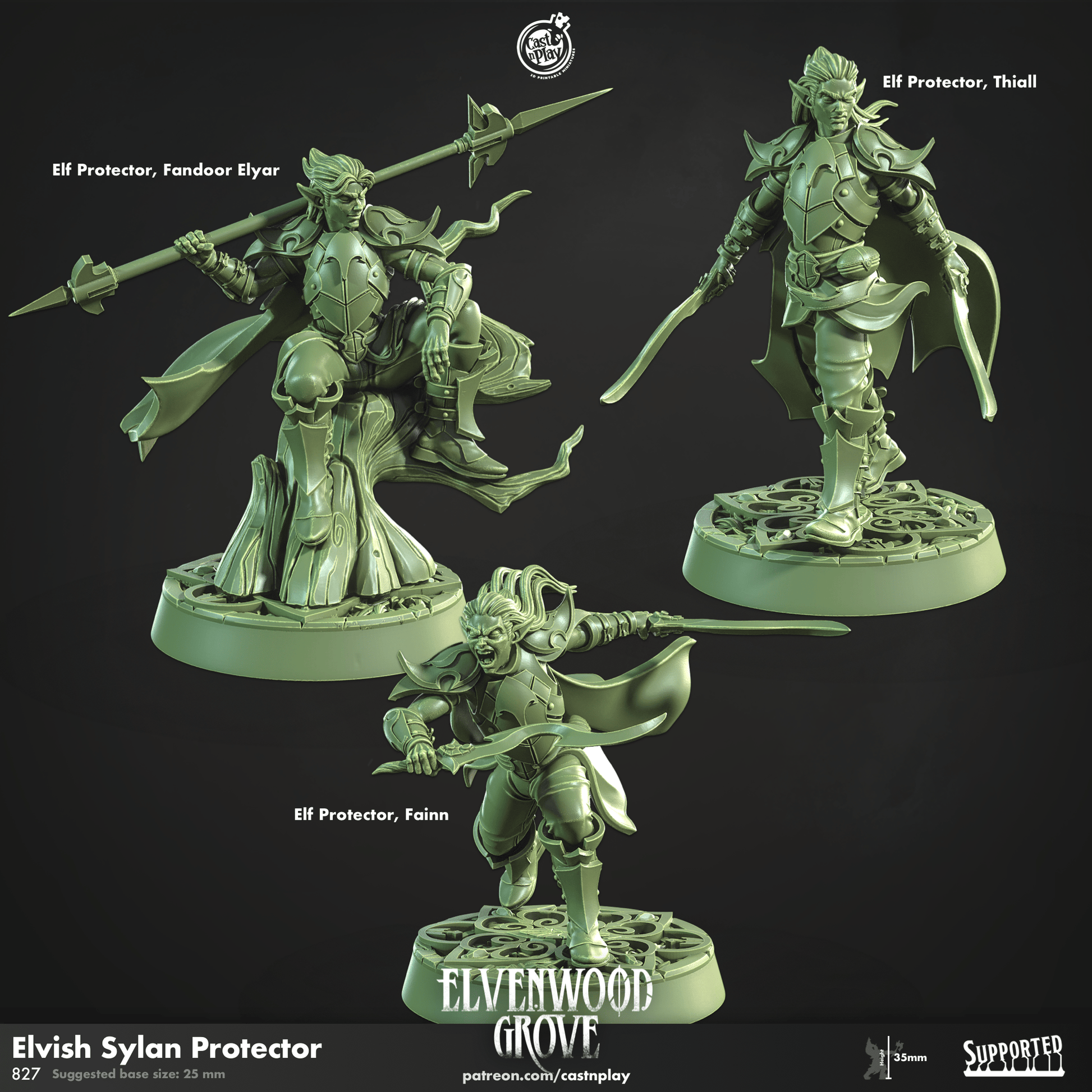 3D Printed Cast n Play Elvish Sylan Protector Elvenwood Grove Set 28mm 32mm D&D - 3D Printing Boss 