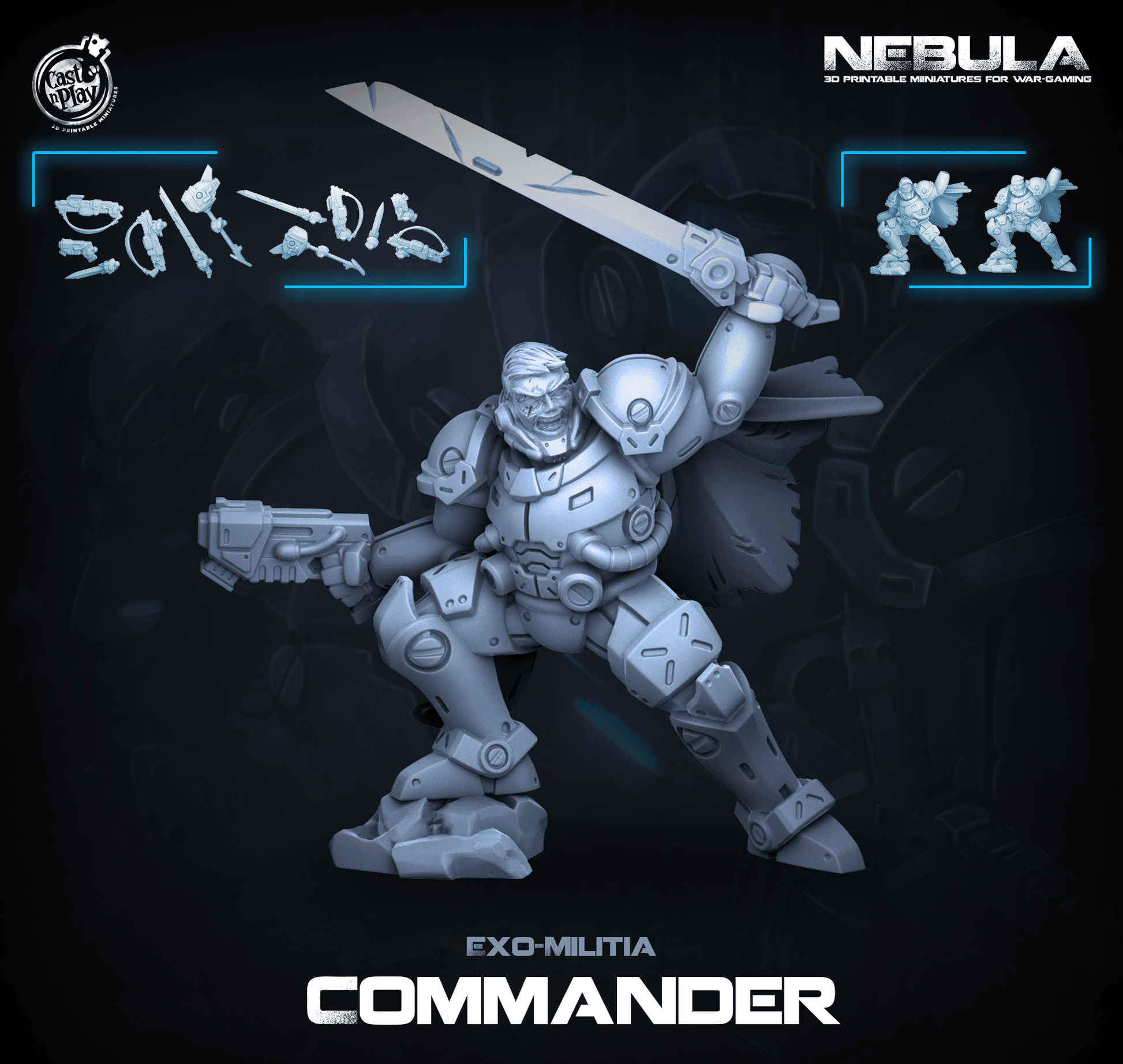 3D Printed Cast n Play Exo Commander Nebula Origins 28mm 32mm D&D - 3D Printing Boss 