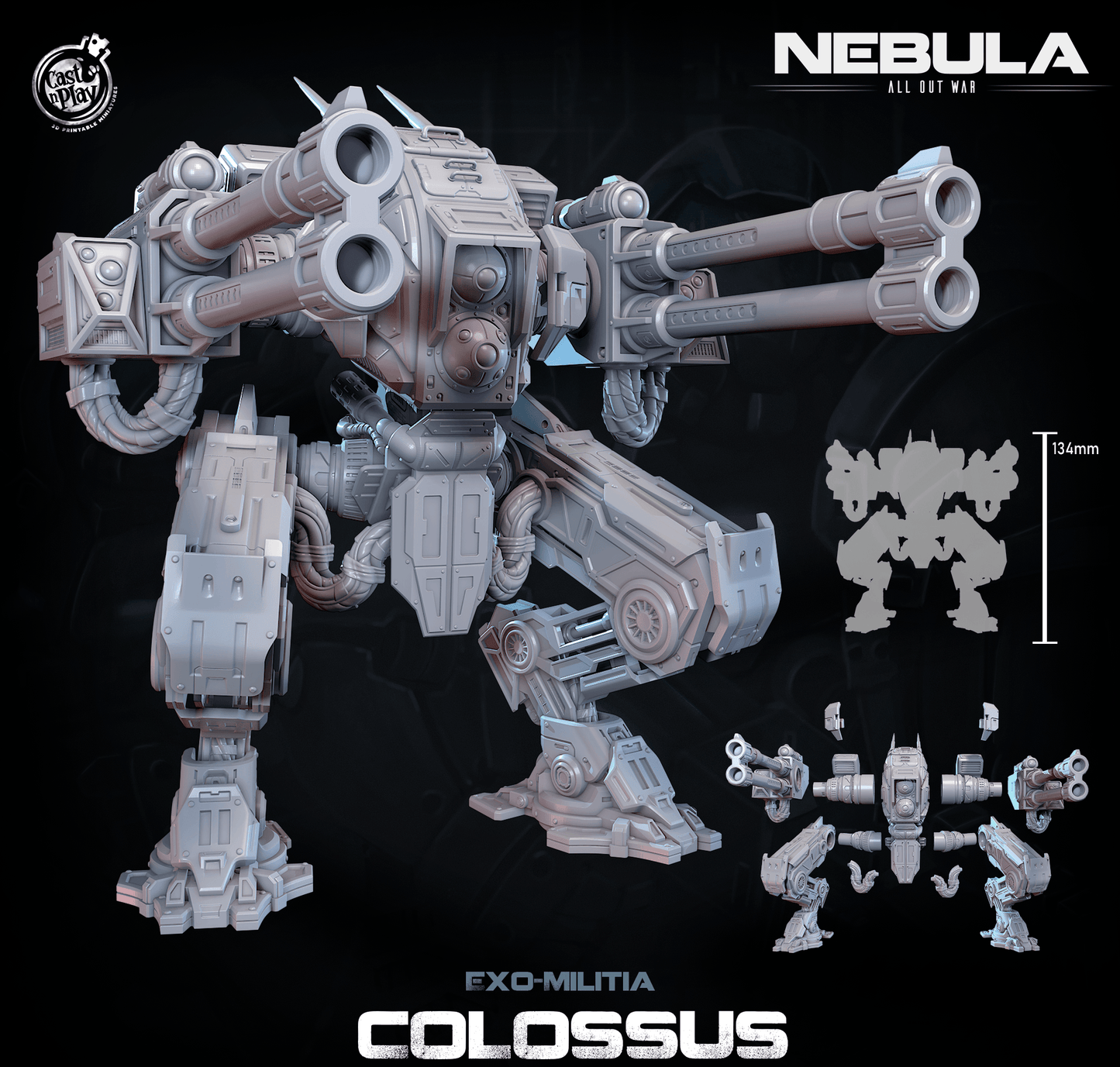 3D Printed Cast n Play Exo Militia Colossus (Titan) Nebula All Out War 28mm 32mm D&D - 3D Printing Boss 